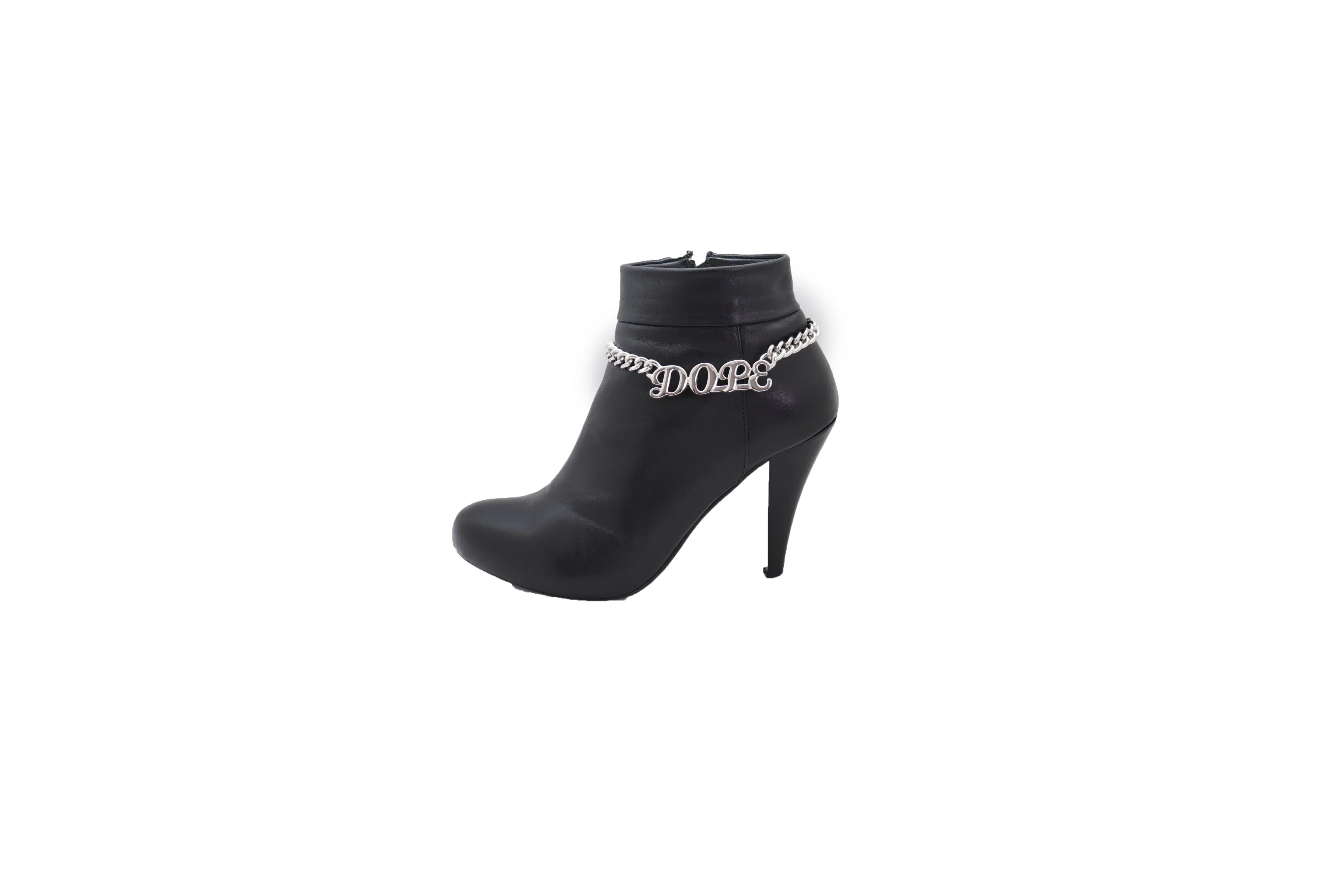 Silver Color Metal Chain Boot Bracelet Shoe DOPE Charm Anklet Word Phrase