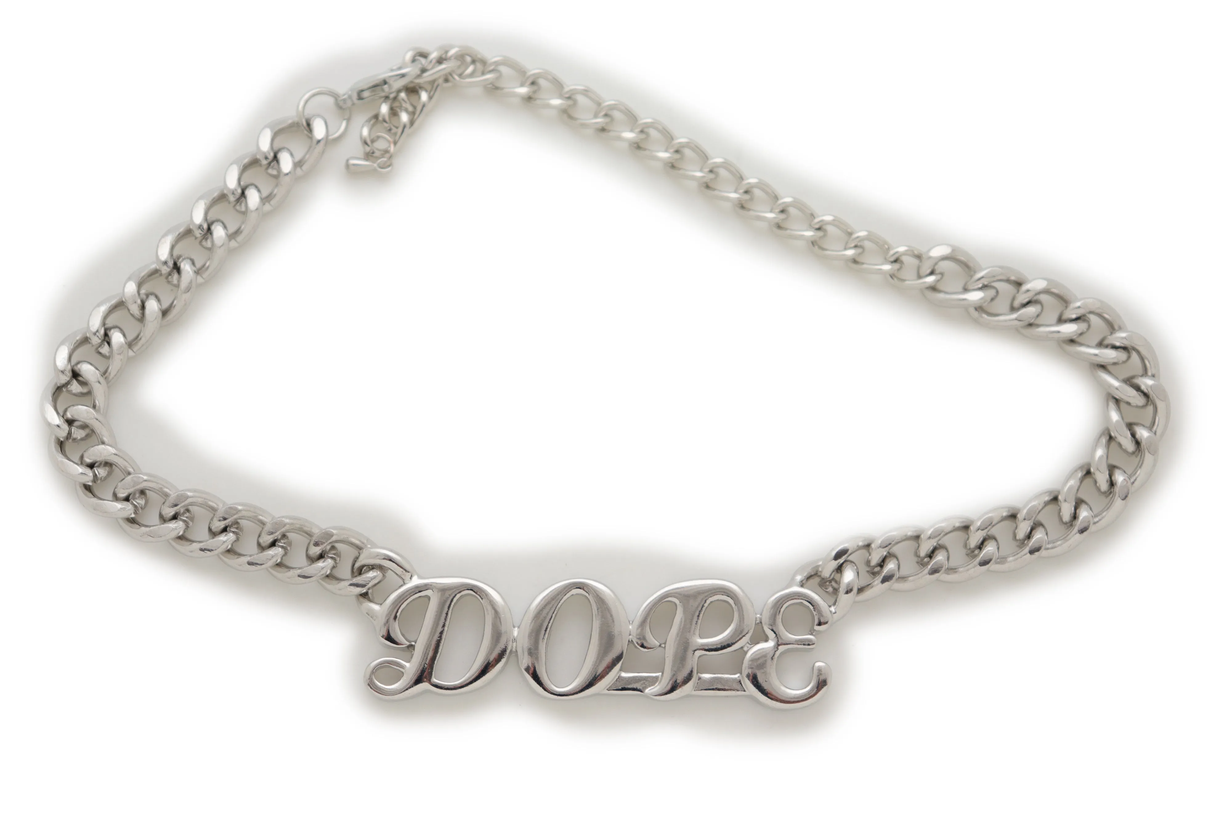 Silver Color Metal Chain Boot Bracelet Shoe DOPE Charm Anklet Word Phrase