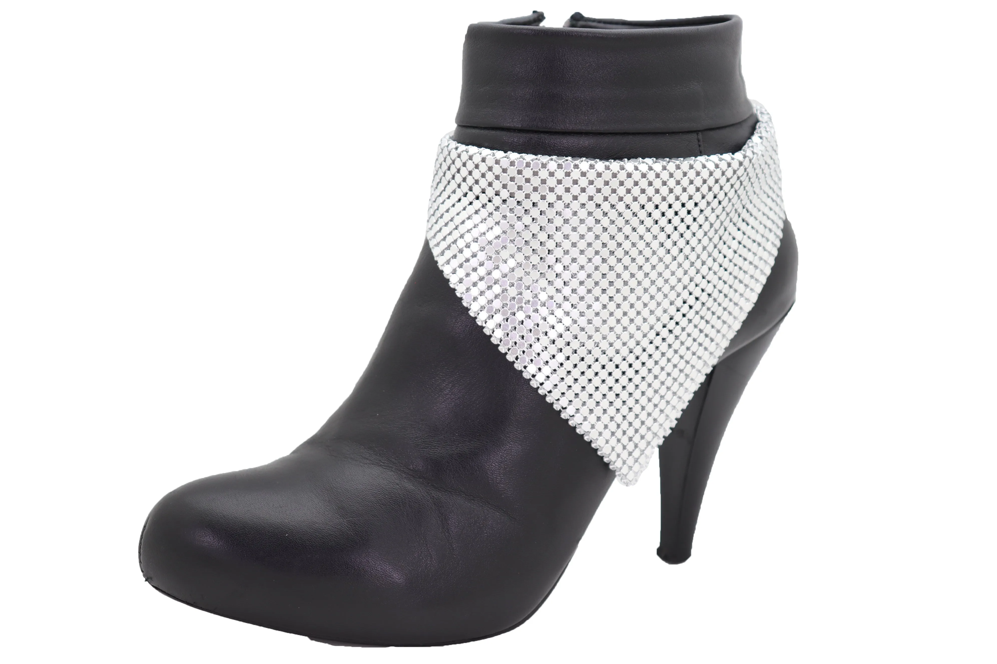 Silver Mesh Metal Boot Chain Bracelet Shoe Charm Triangle Bandanna Anklet
