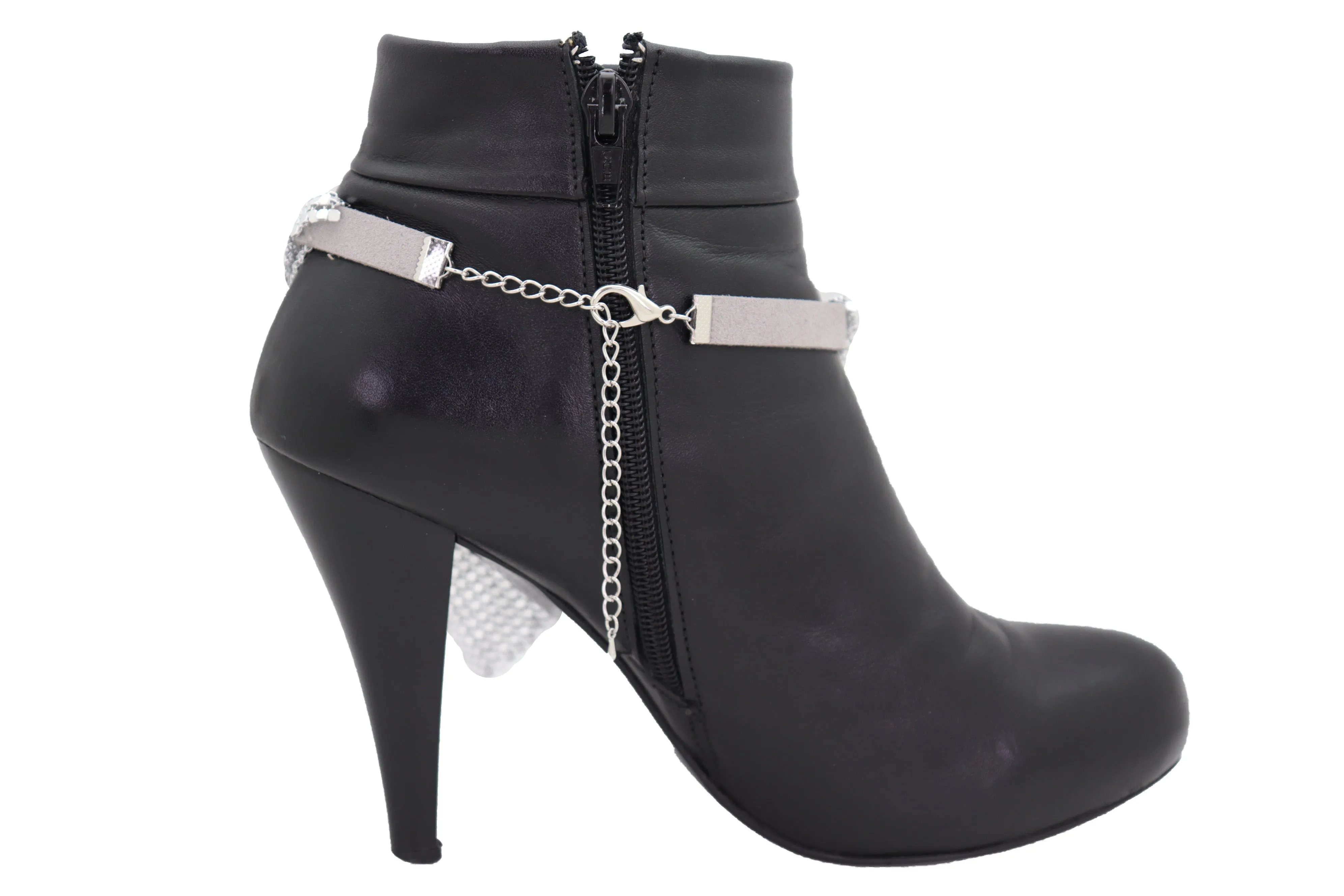 Silver Mesh Metal Boot Chain Bracelet Shoe Charm Triangle Bandanna Anklet