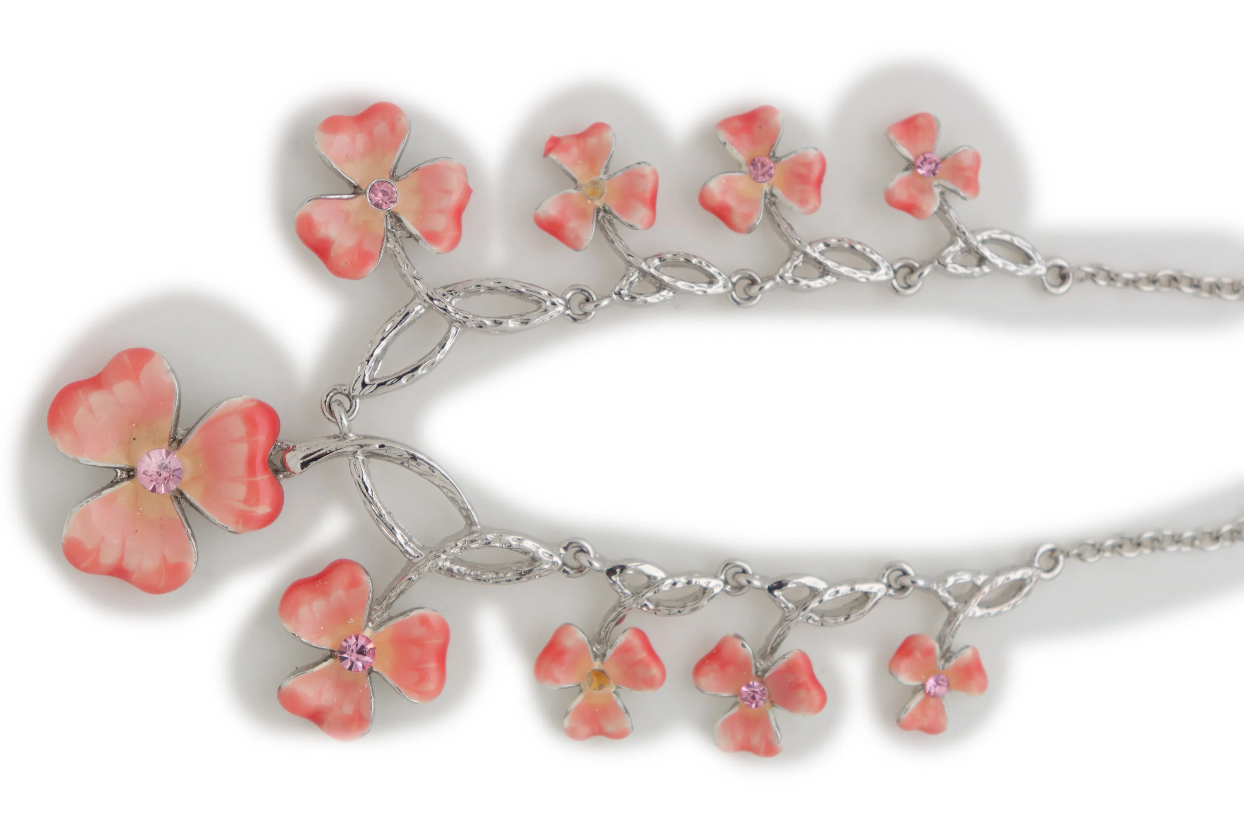 Silver Metal Chain Boot Bracelet Shoe Clover Flower Charm Bling Luck Anklet