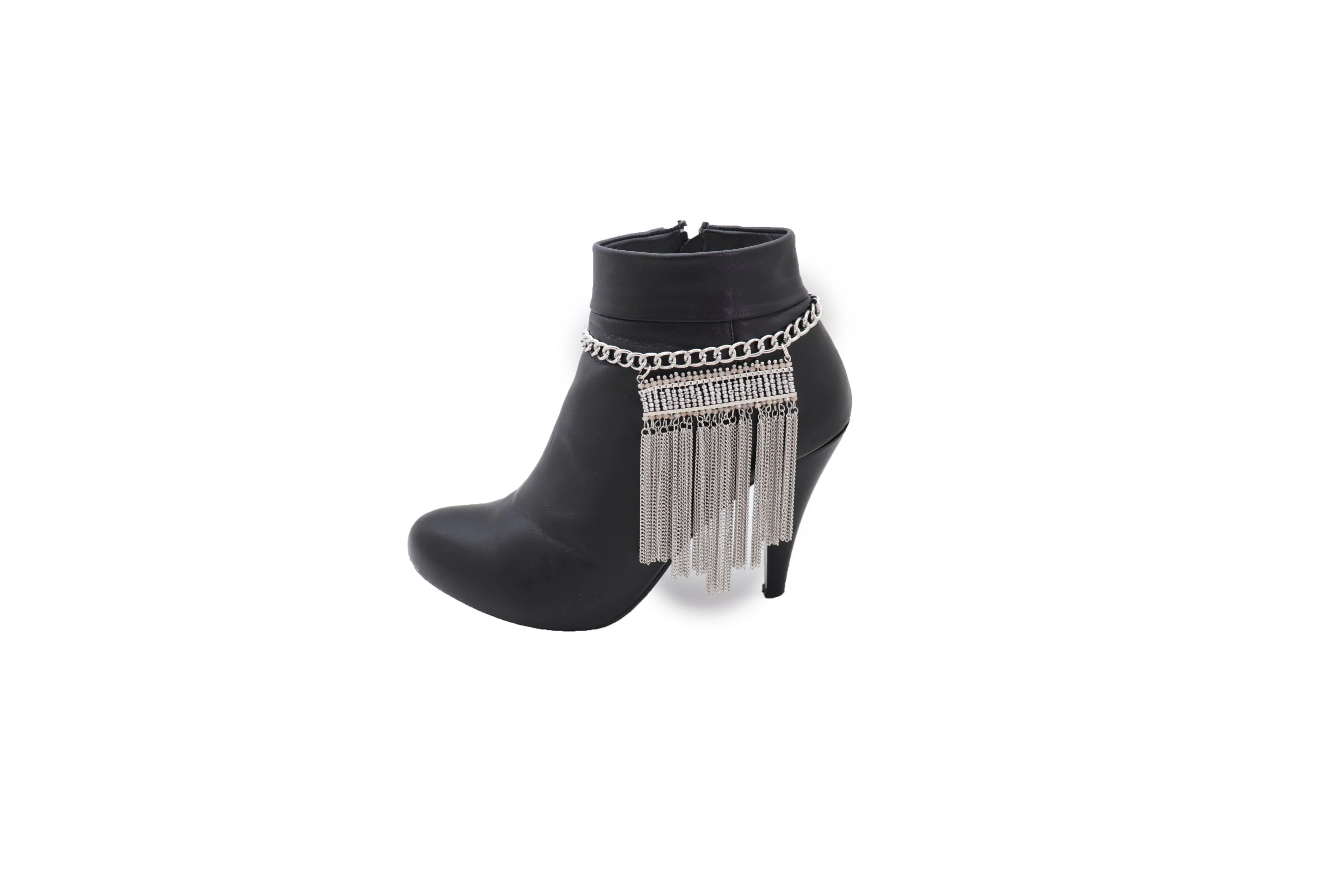 Silver Metal Chain Boot Bracelet Shoe Fringe Tassel Ethnic Tribal Charm