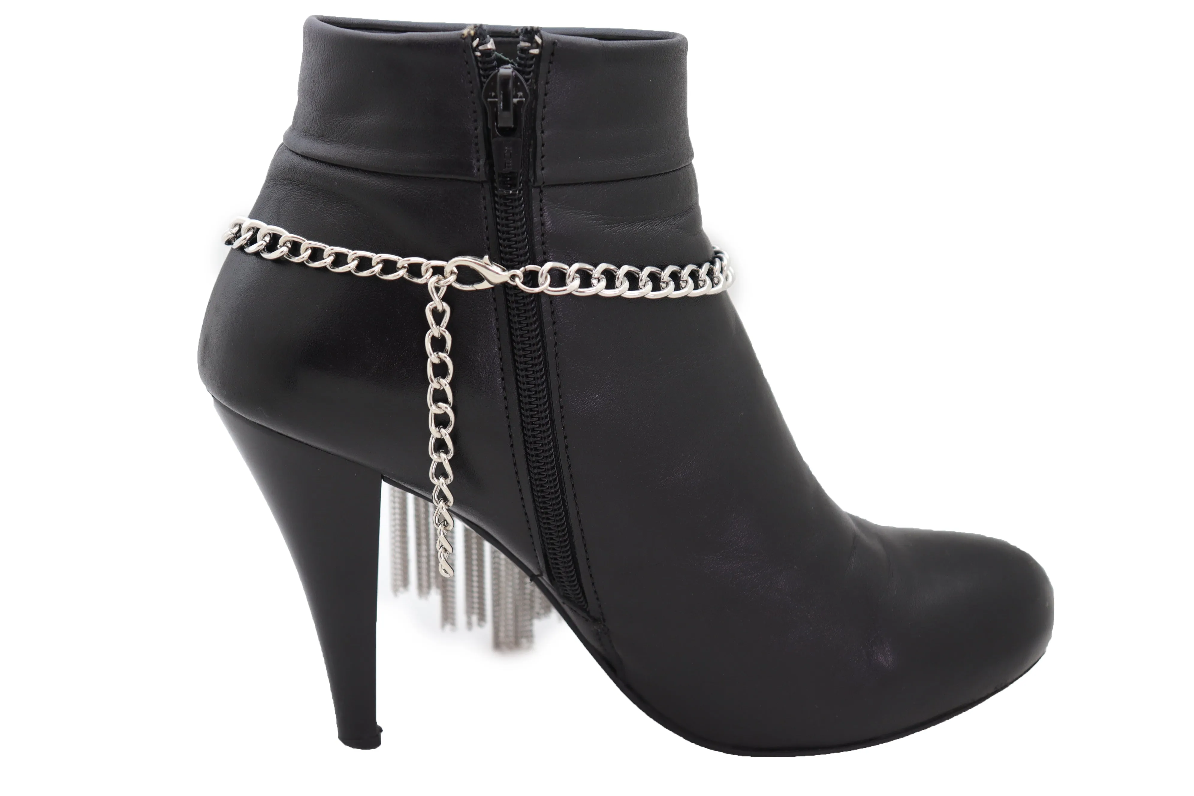 Silver Metal Chain Boot Bracelet Shoe Fringe Tassel Ethnic Tribal Charm