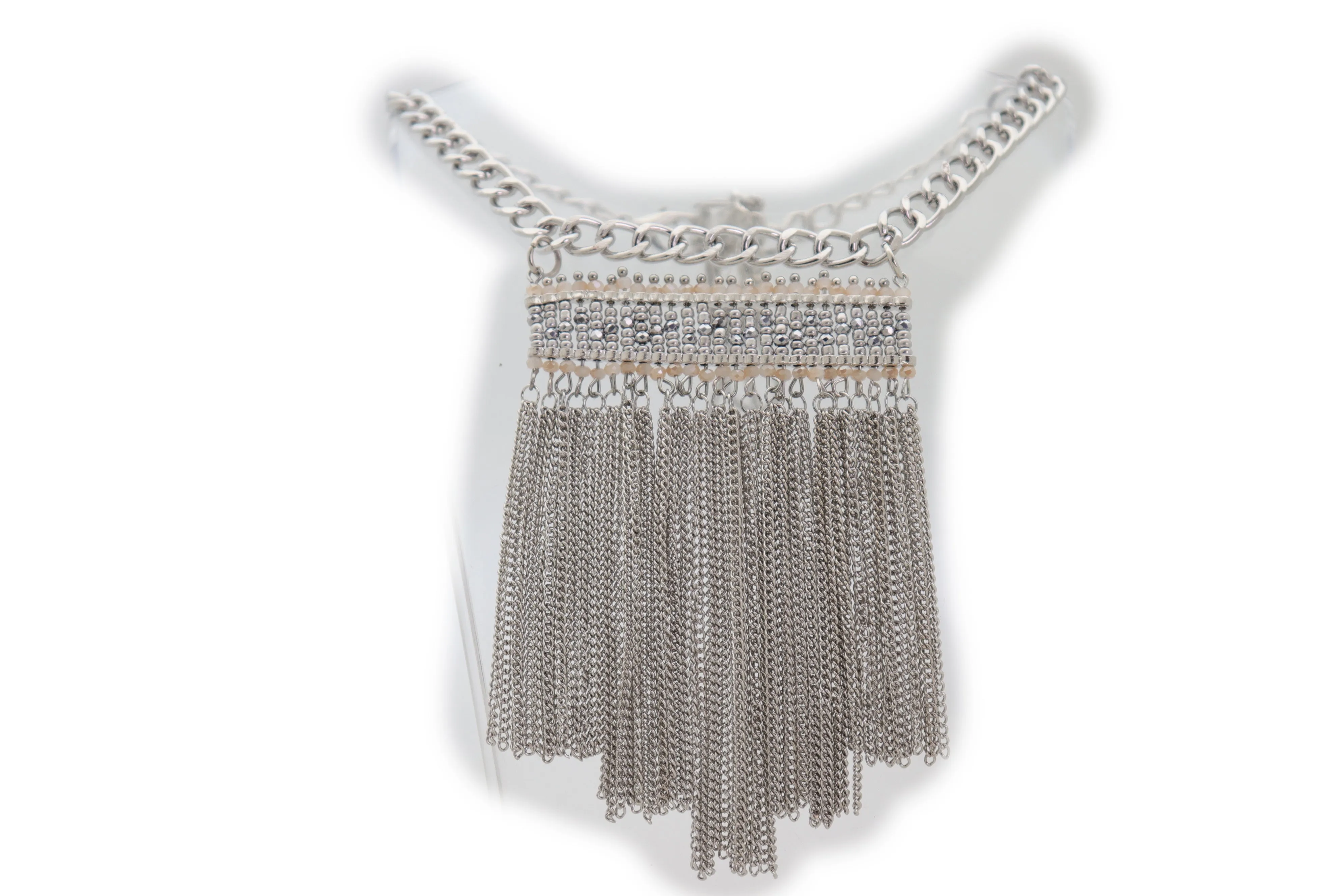 Silver Metal Chain Boot Bracelet Shoe Fringe Tassel Ethnic Tribal Charm