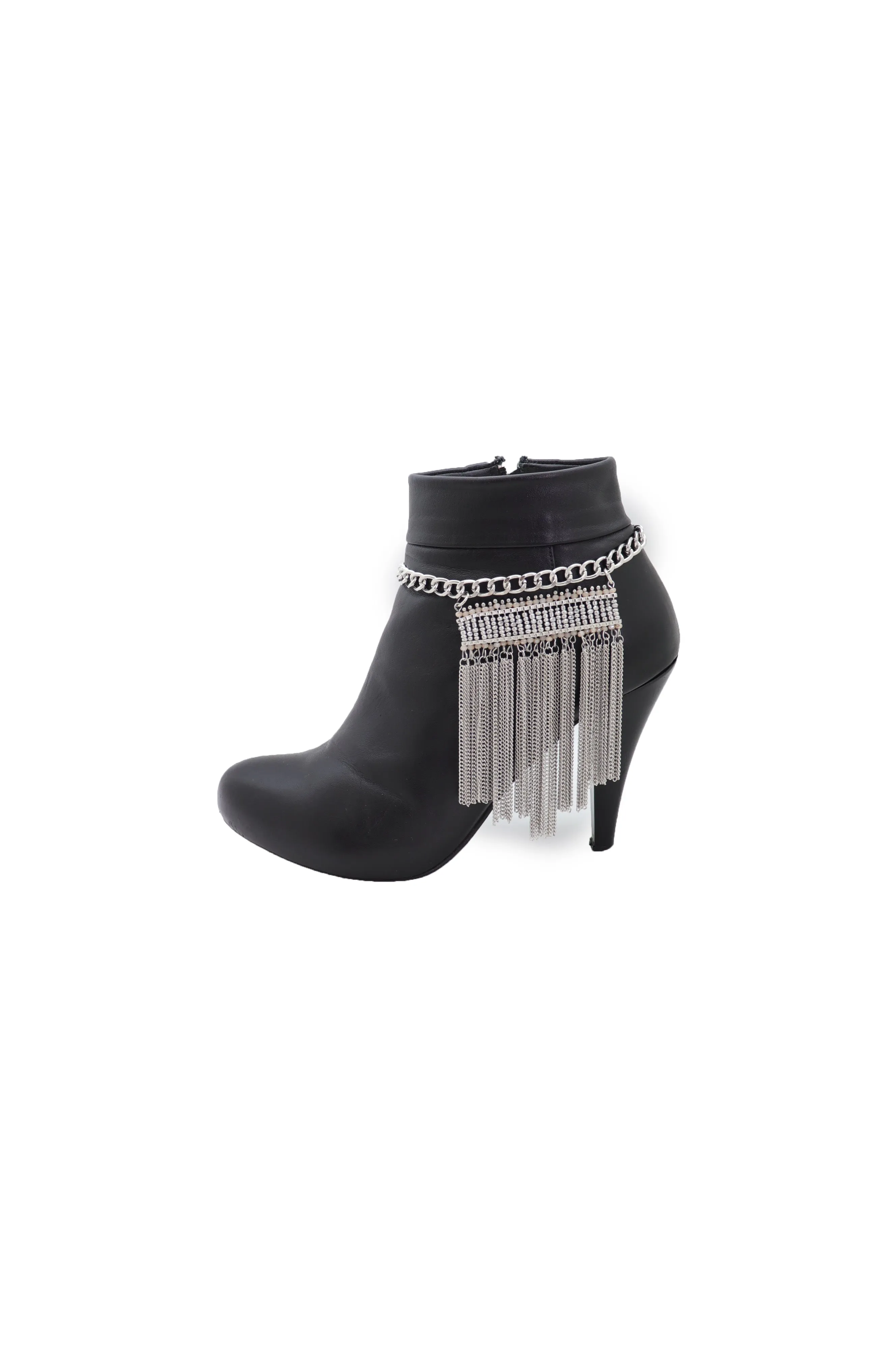 Silver Metal Chain Boot Bracelet Shoe Fringe Tassel Ethnic Tribal Charm