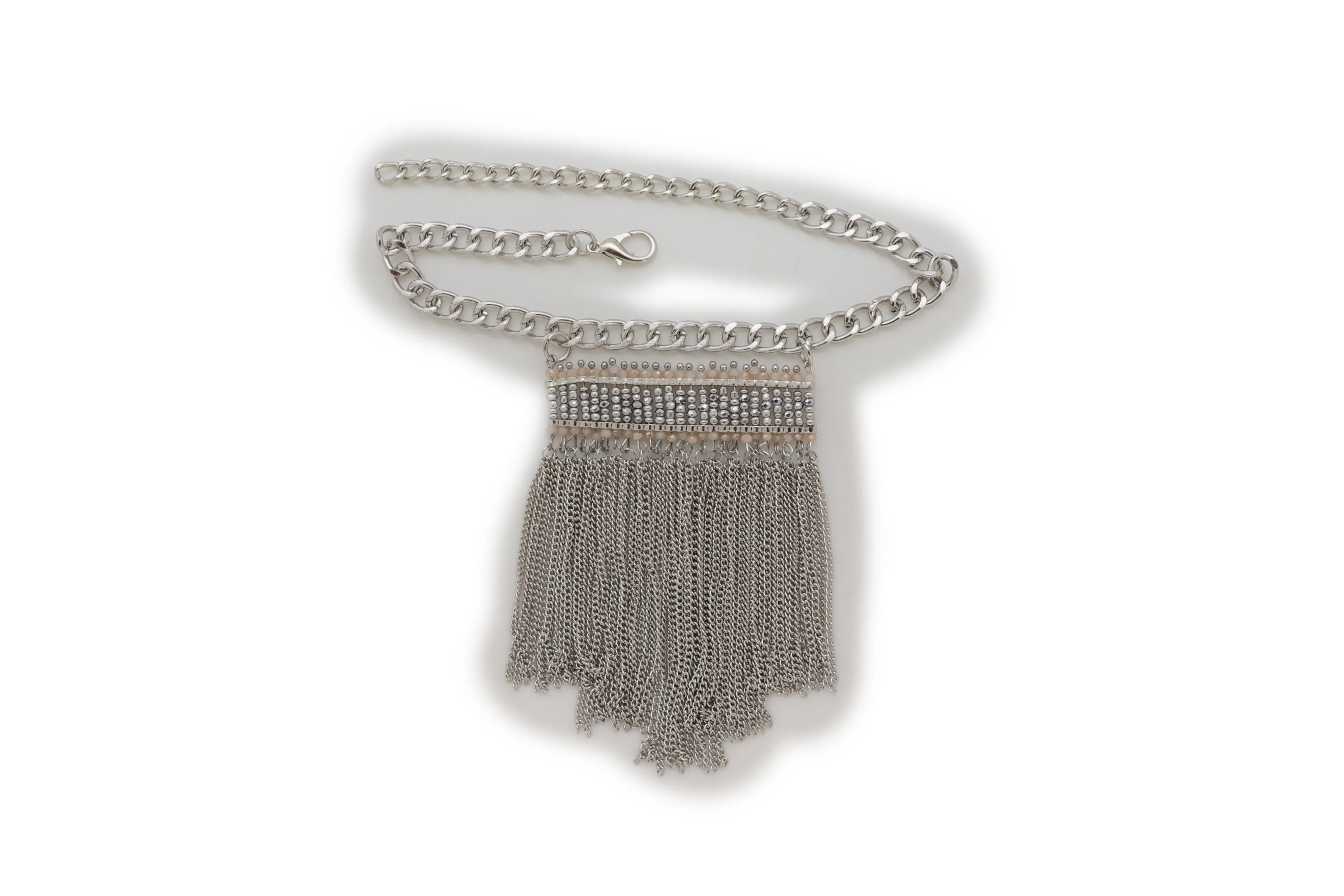 Silver Metal Chain Boot Bracelet Shoe Fringe Tassel Ethnic Tribal Charm