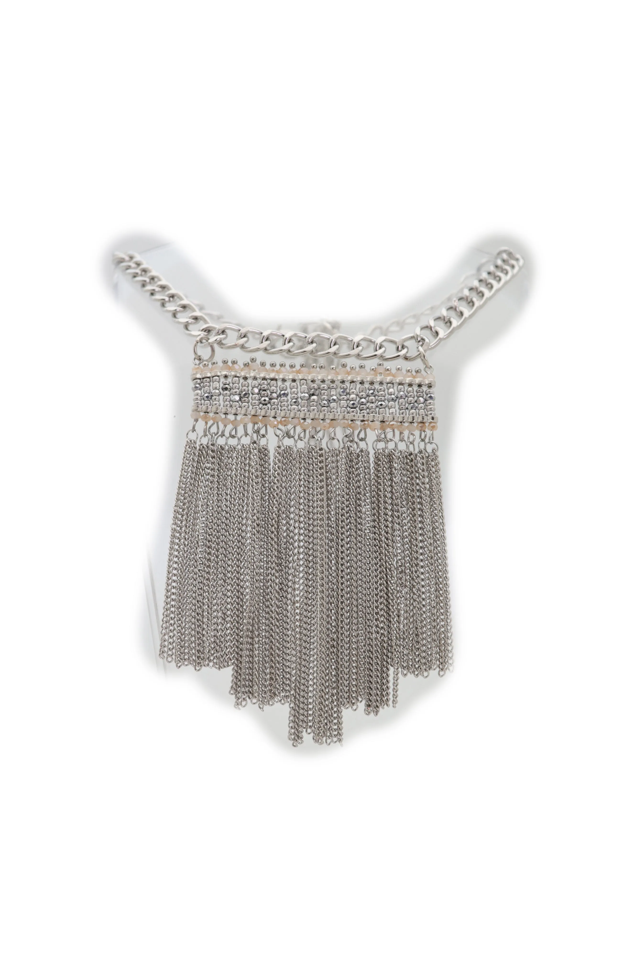 Silver Metal Chain Boot Bracelet Shoe Fringe Tassel Ethnic Tribal Charm