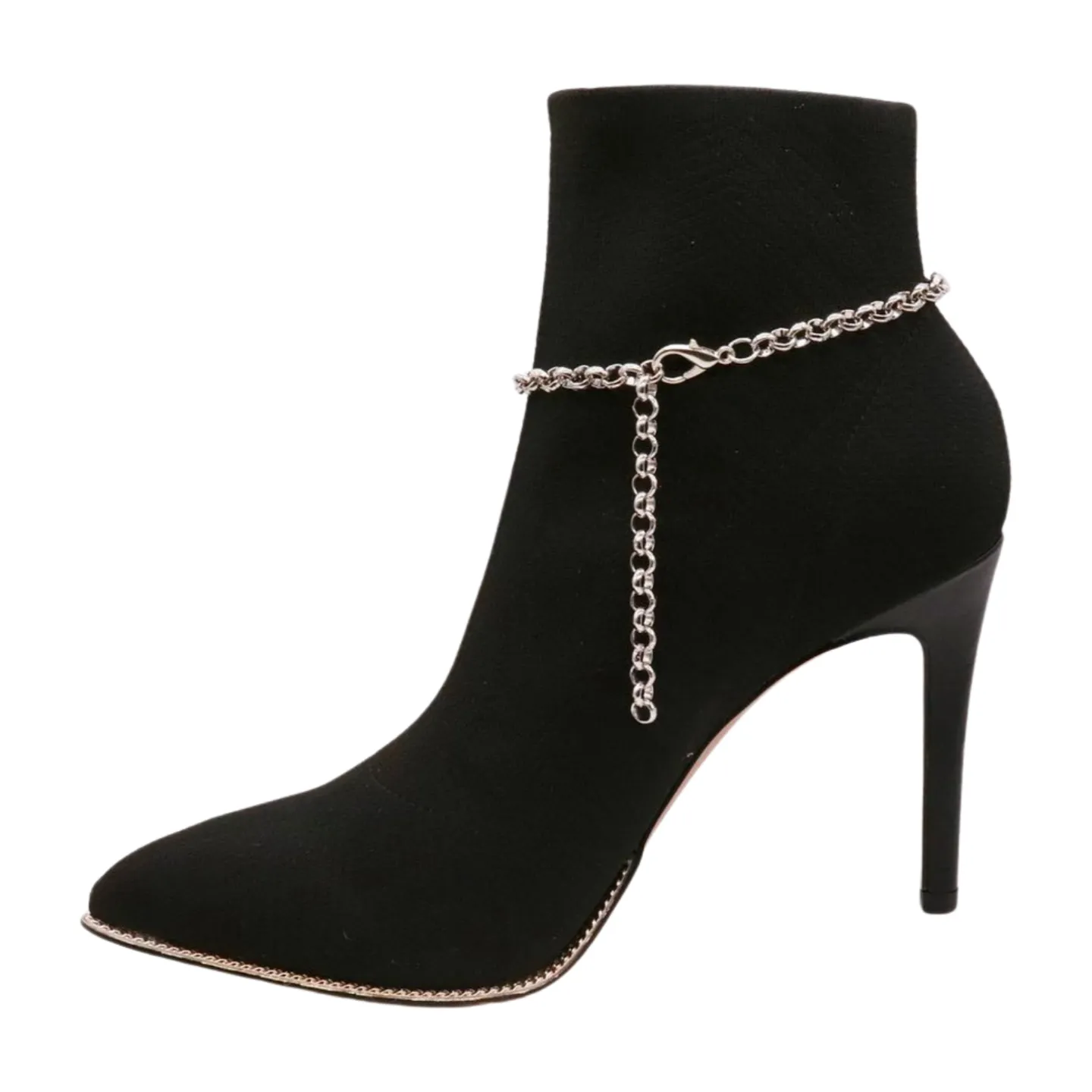 Silver Metal Chain Boot Bracelet Shoe Turquoise Blue Bead Charm
