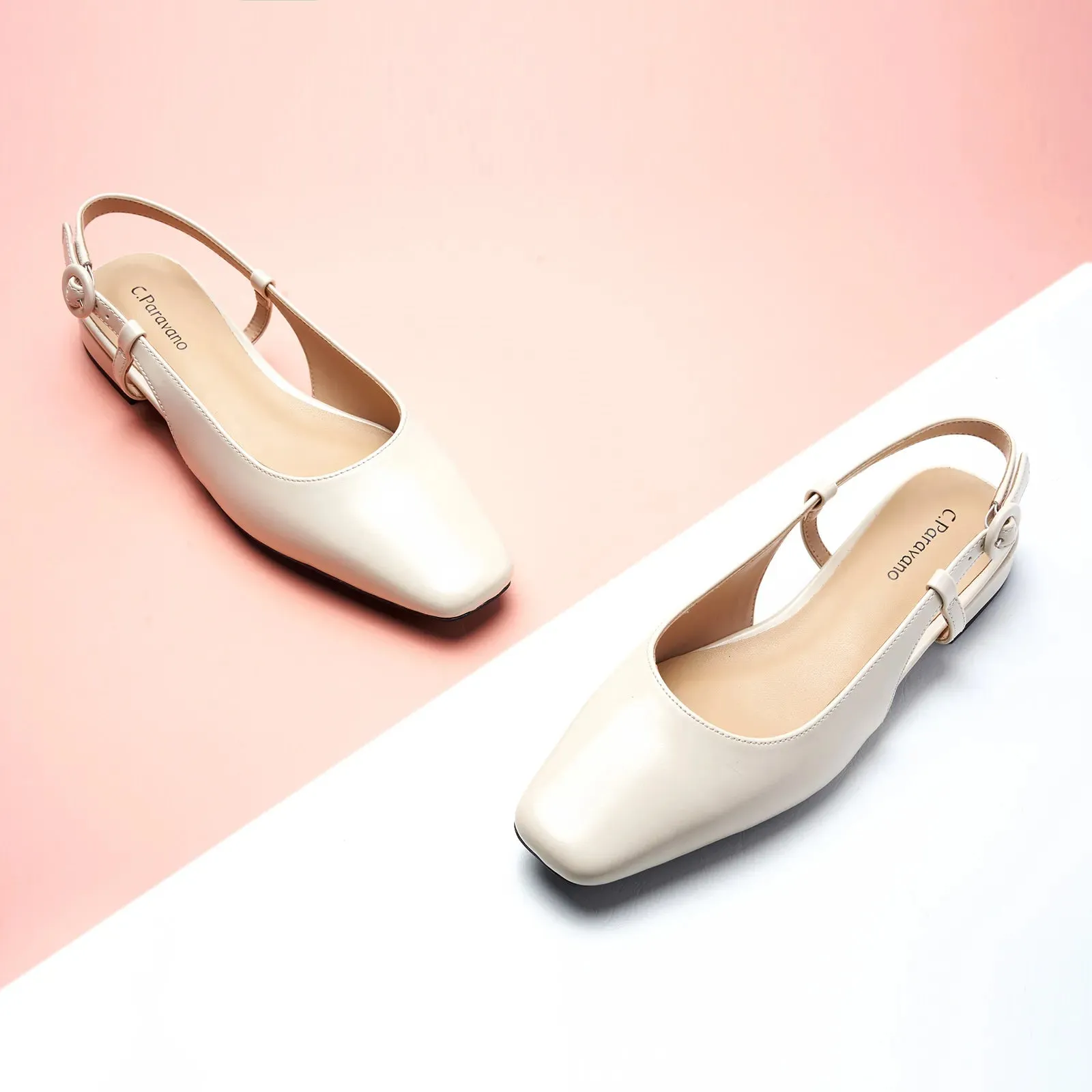Square Toe Block Heel Slingback Sandals (Alyssa F)