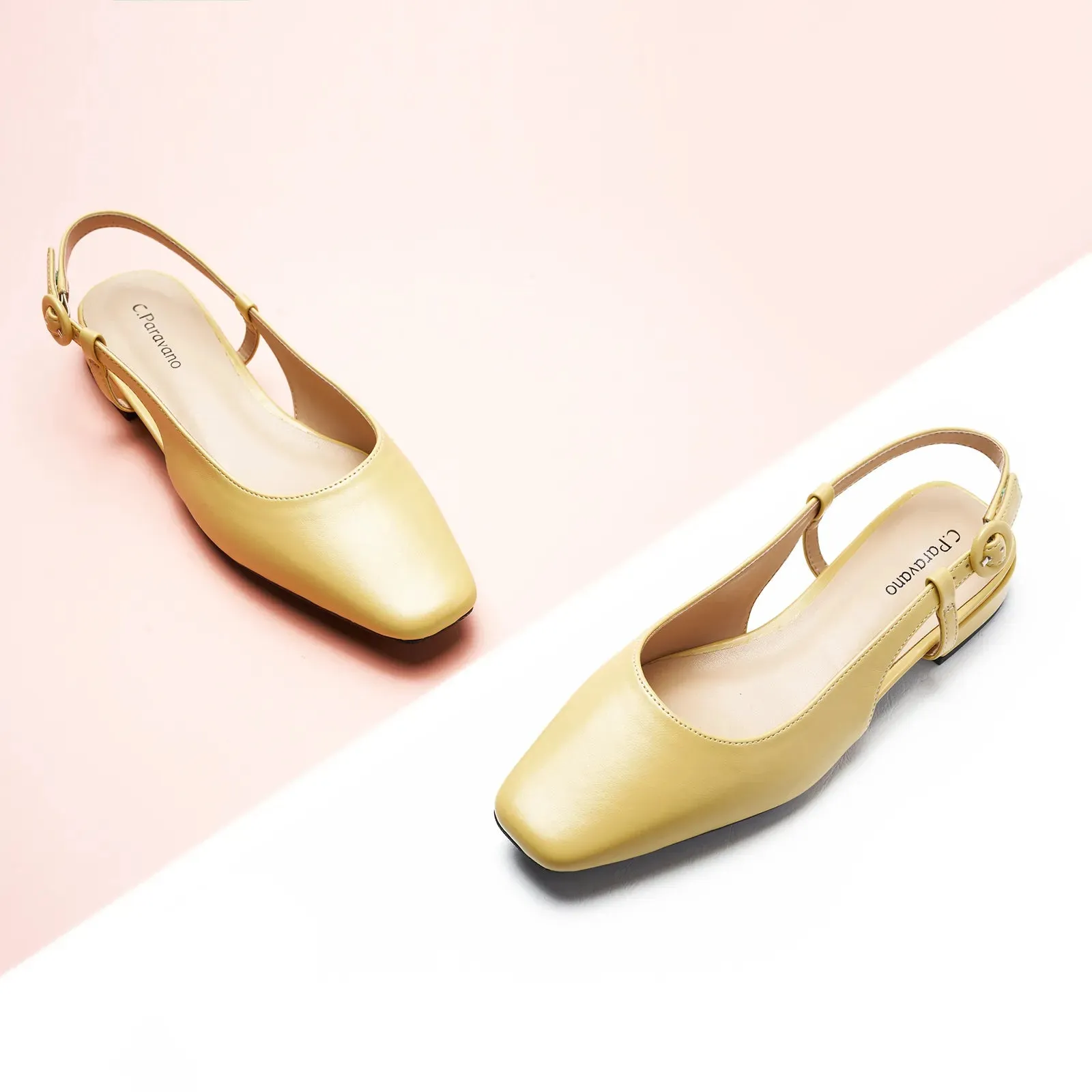 Square Toe Block Heel Slingback Sandals (Alyssa F)