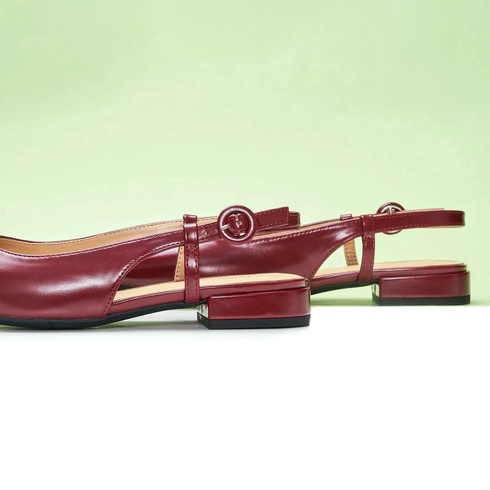 Square Toe Block Heel Slingback Sandals (Alyssa F)