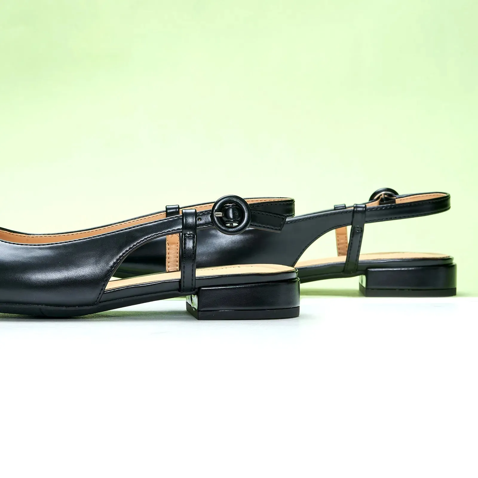 Square Toe Block Heel Slingback Sandals (Alyssa F)