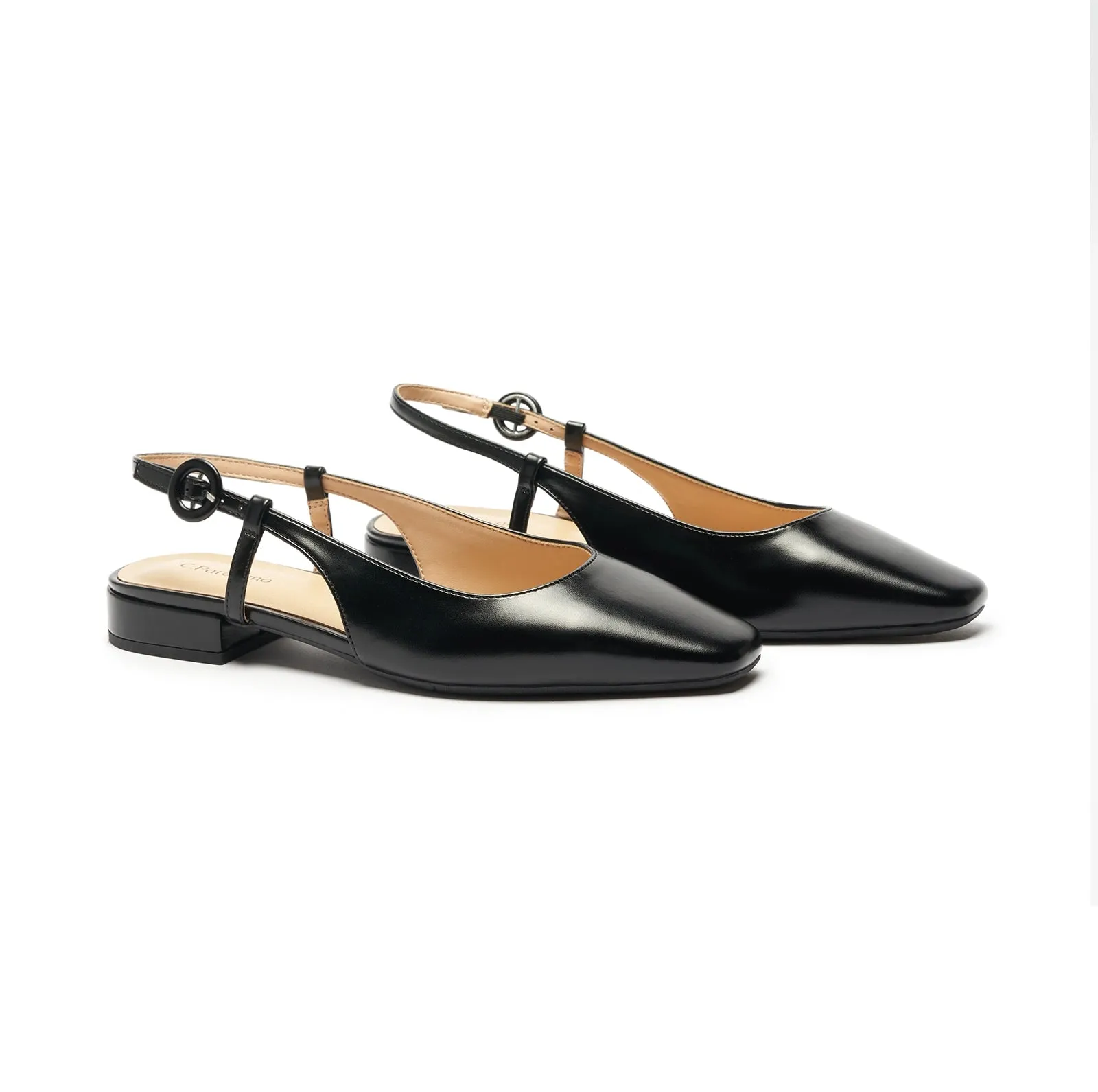 Square Toe Block Heel Slingback Sandals (Alyssa F)