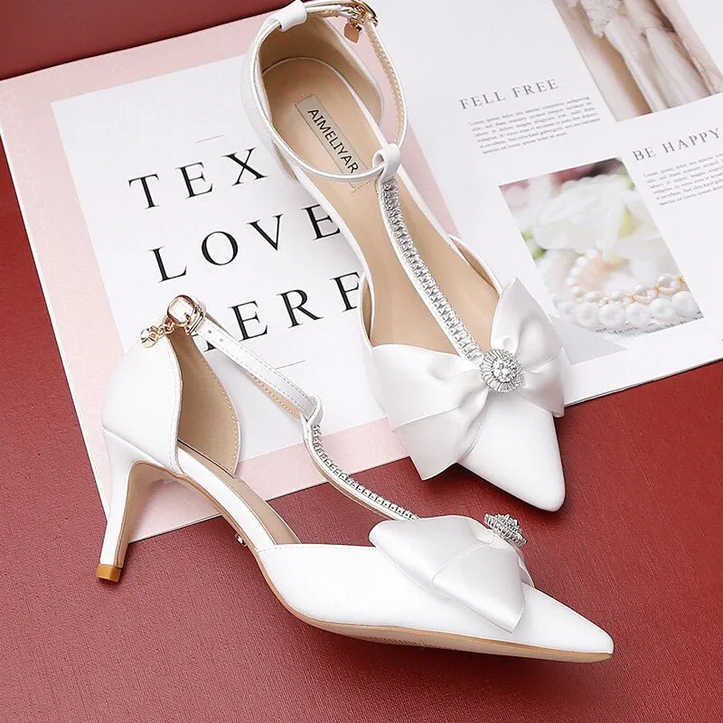 T-shaped wristband bridal wedding shoes