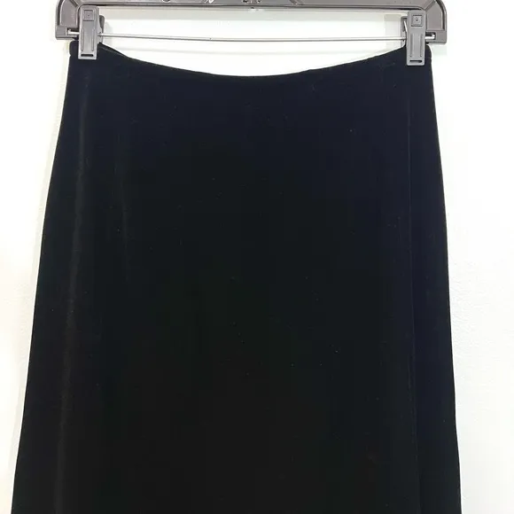 Tadashi Shoji Vintage Black Velvet Ruffle Layered Maxi Midi Skirt Long Classy XS