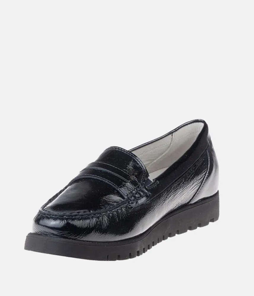 Trendy Black Patent Wide Fitting Loafers