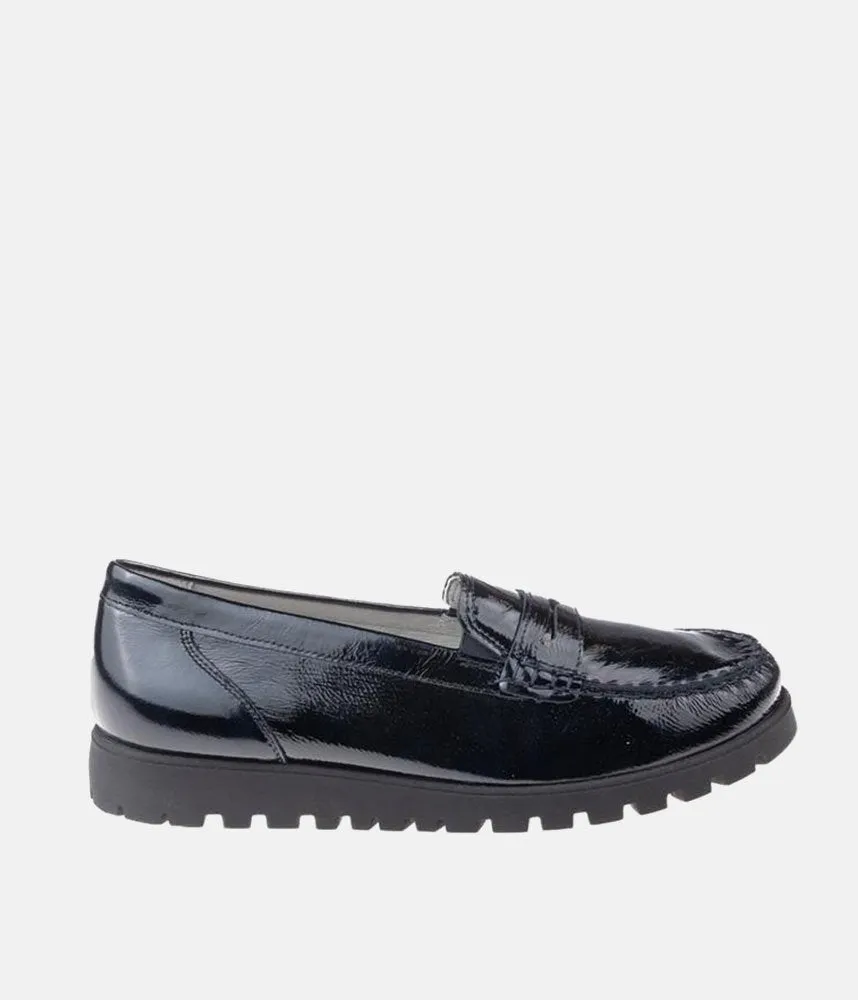 Trendy Black Patent Wide Fitting Loafers