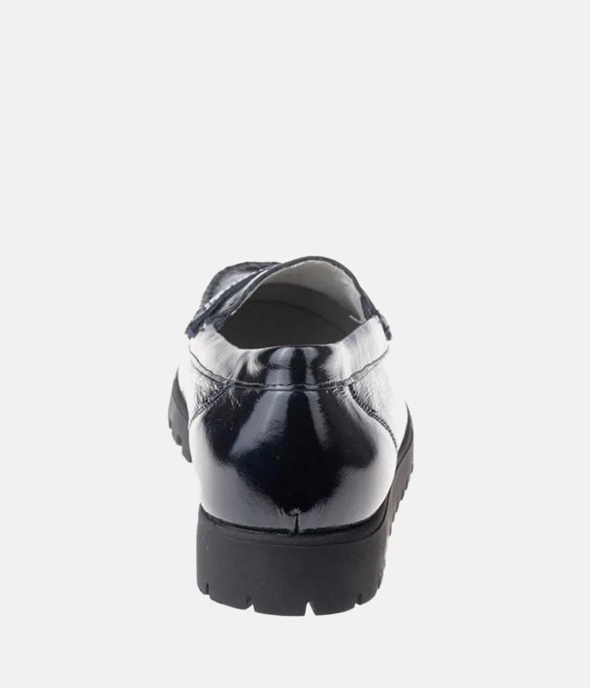 Trendy Black Patent Wide Fitting Loafers