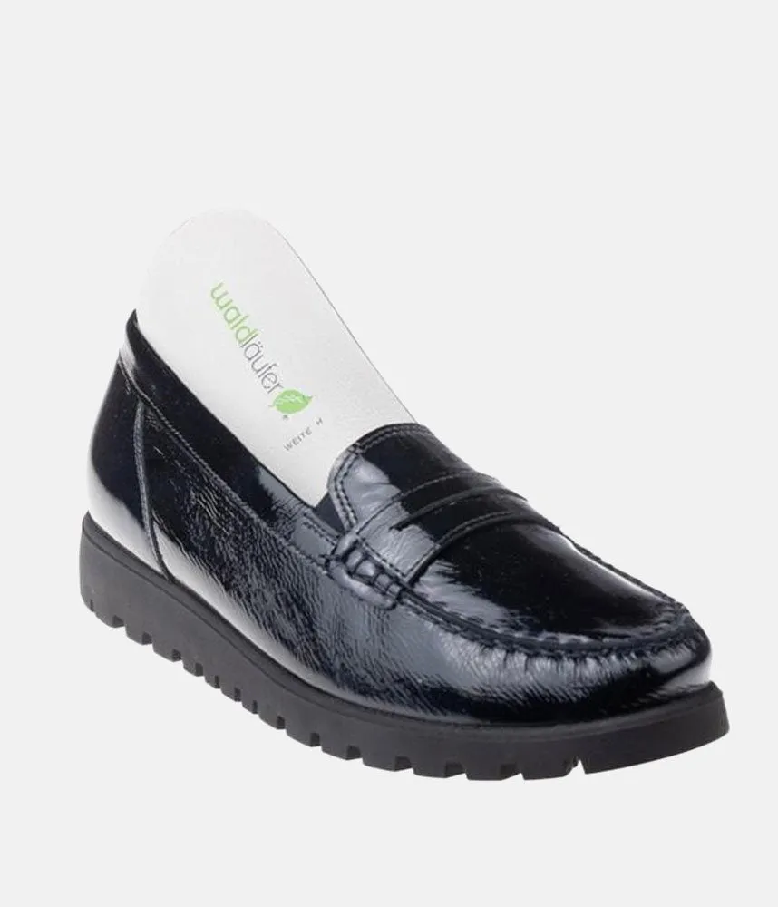 Trendy Black Patent Wide Fitting Loafers
