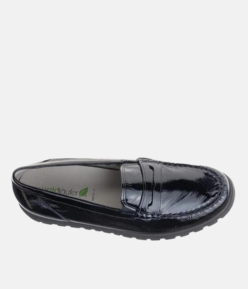 Trendy Black Patent Wide Fitting Loafers