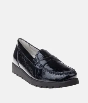 Trendy Black Patent Wide Fitting Loafers