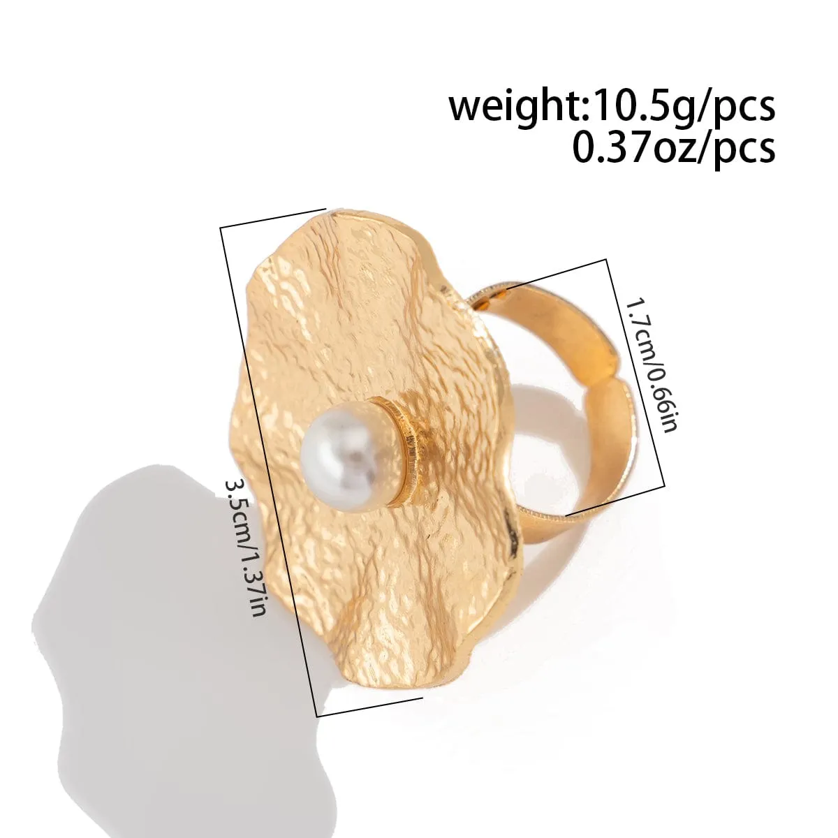 Trendy Chunky Pearl Lotus Leaf Ring