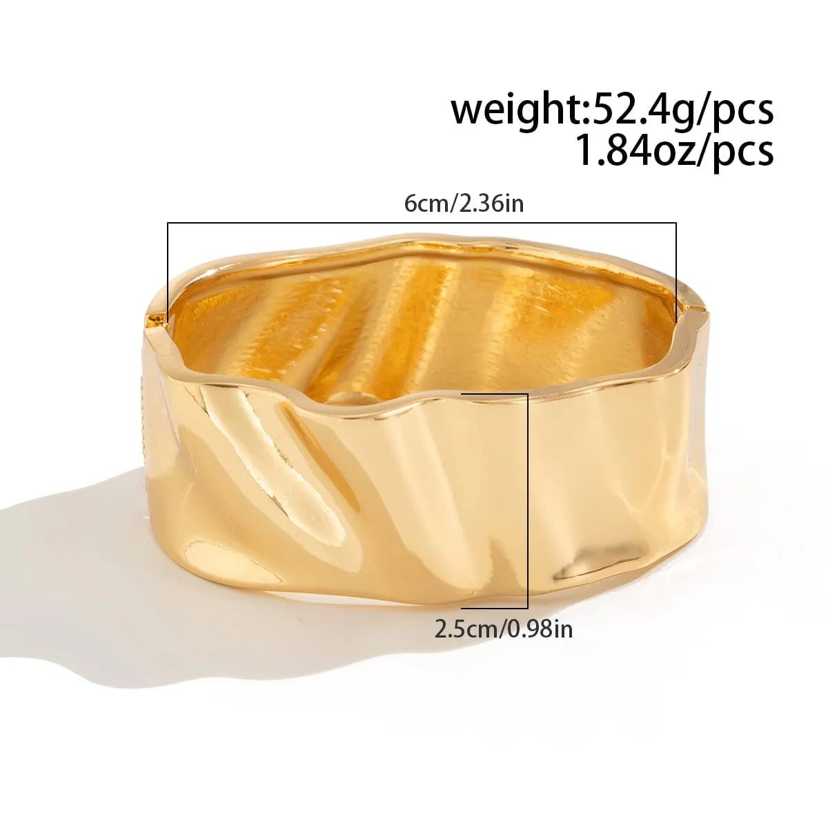 Trendy Gold Silver Tone Chunky Textured Bangle Bracelet