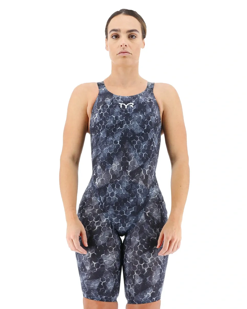 TYR Women's Avictor 2.0 Openback Swimsuit | Black Grey