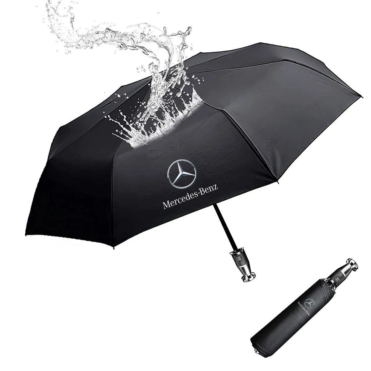 Umbrella for All Cars, 10 Ribs Umbrella Windproof Automatic Folding Umbrella, One-handed use, Rain and Sun Protection, Car Accessories MB13993