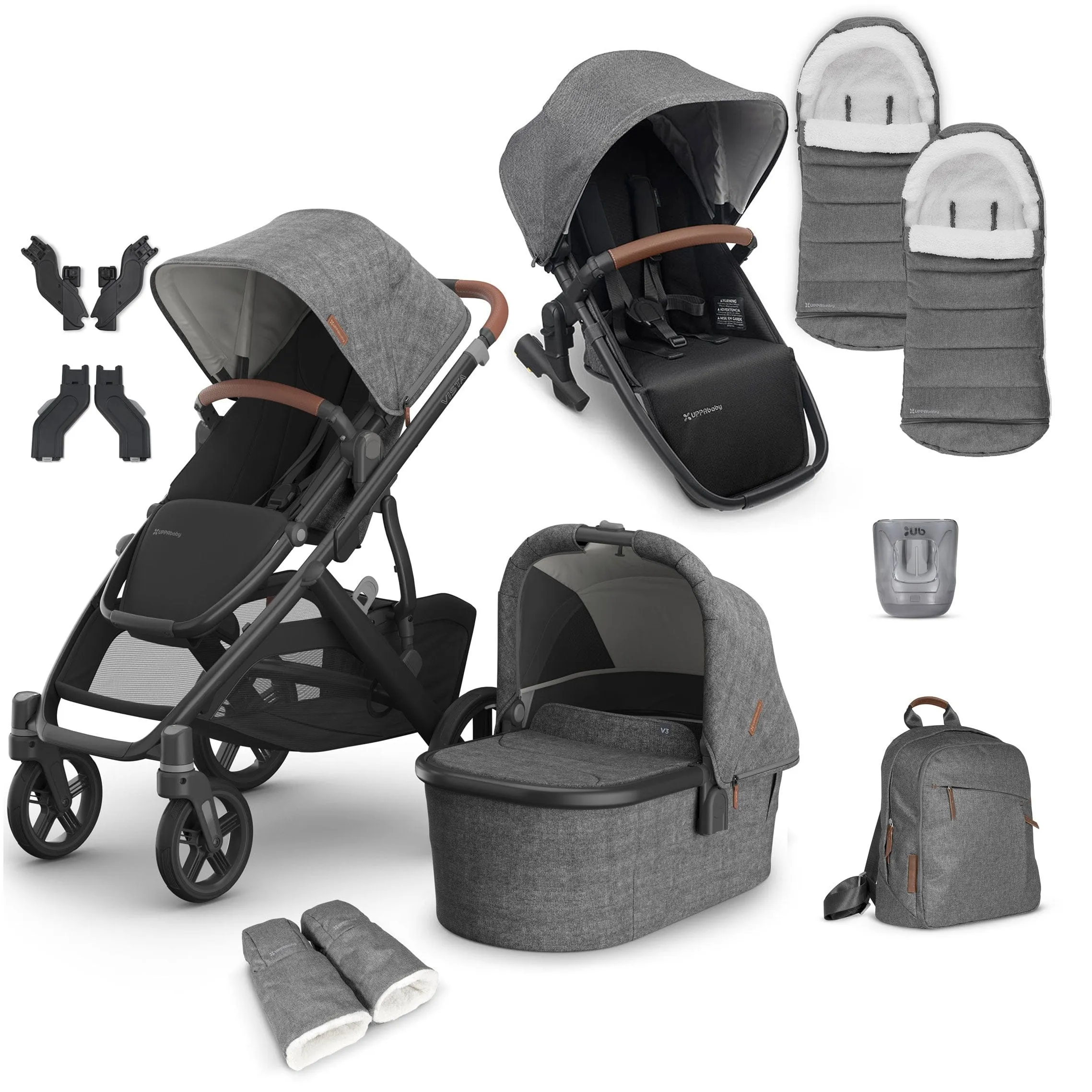 Uppababy Vista V3 Duo Complete Bundle in Greyson