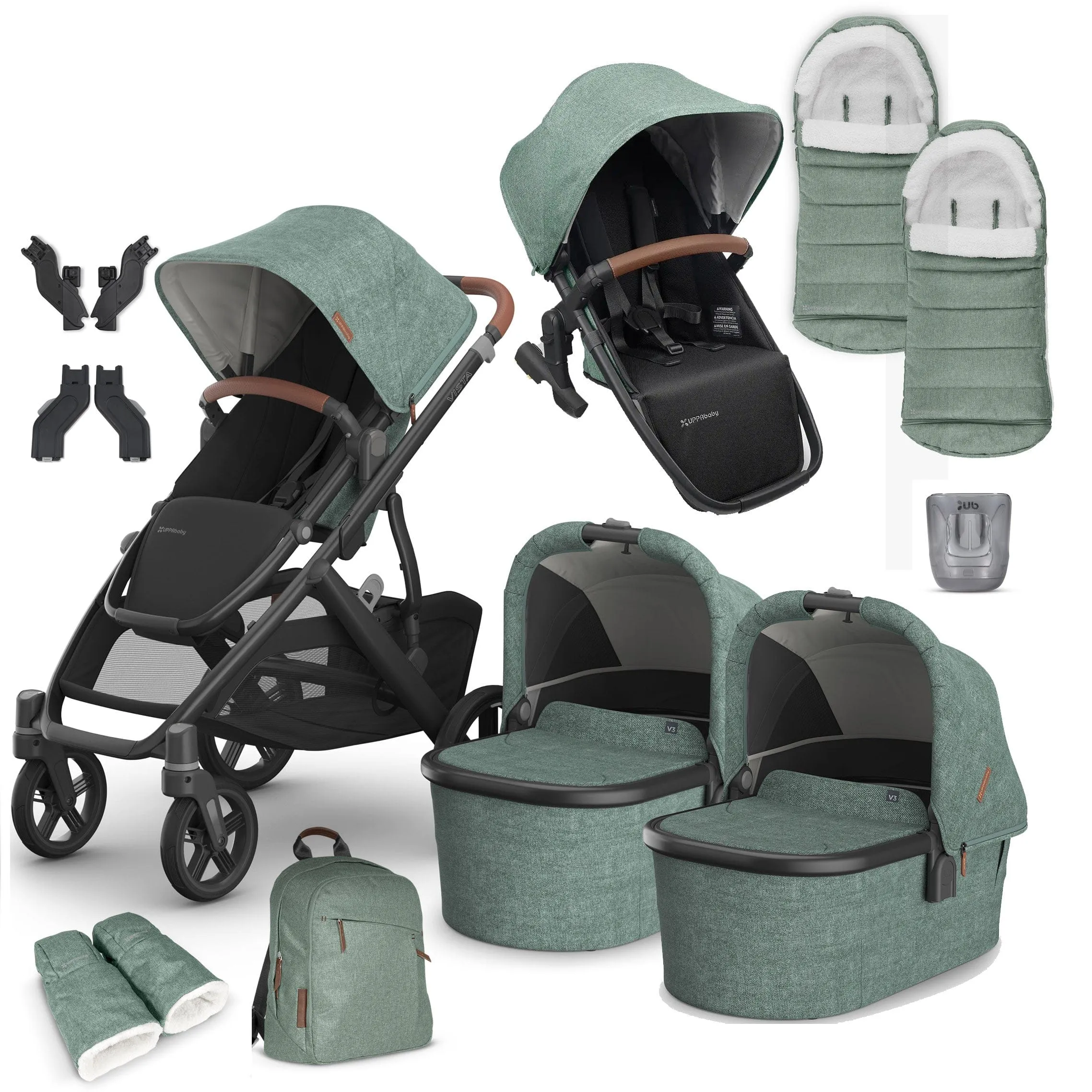 Uppababy Vista V3 Twin Complete Bundle in Gwen