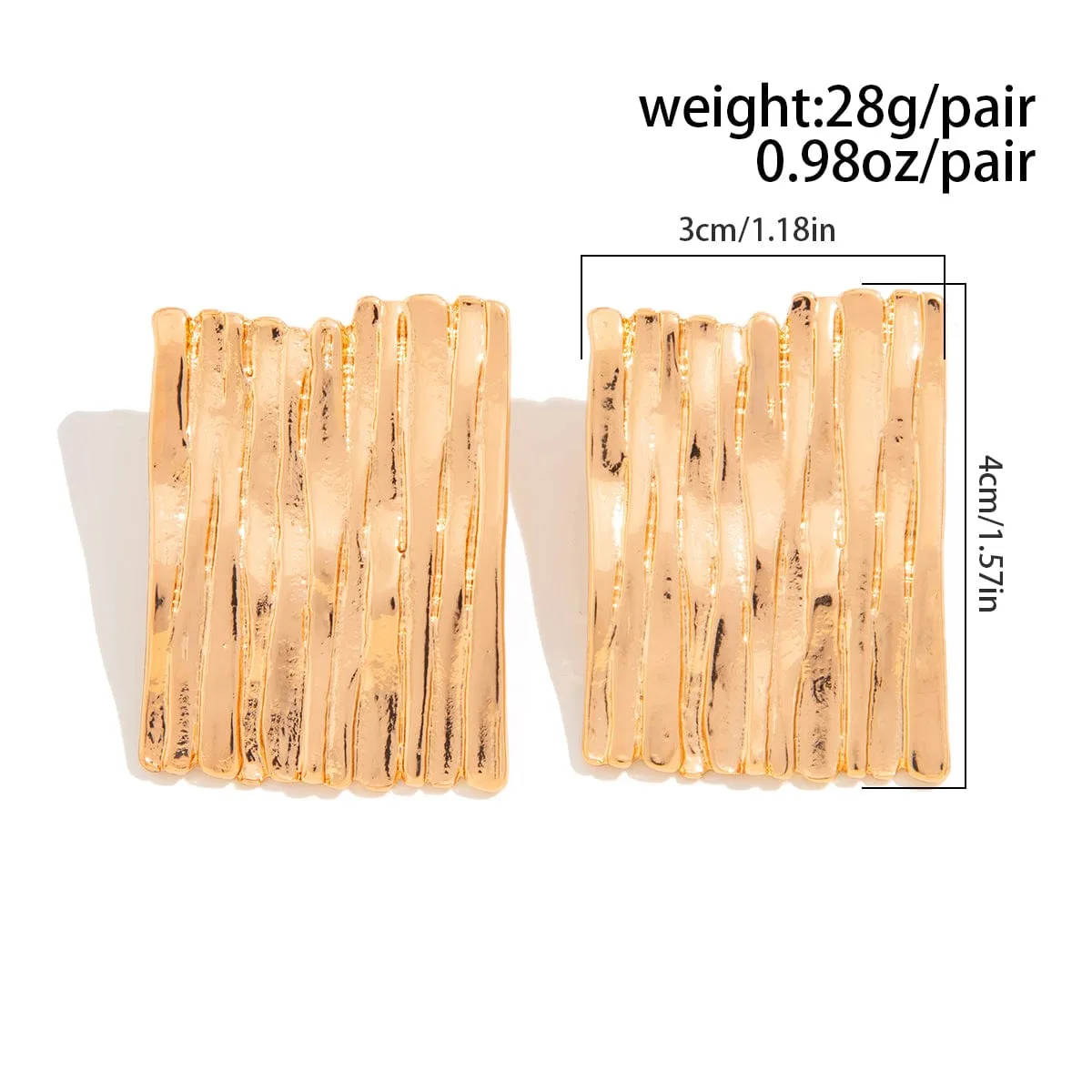Vintage Chunky Textured Square Stud Earrings