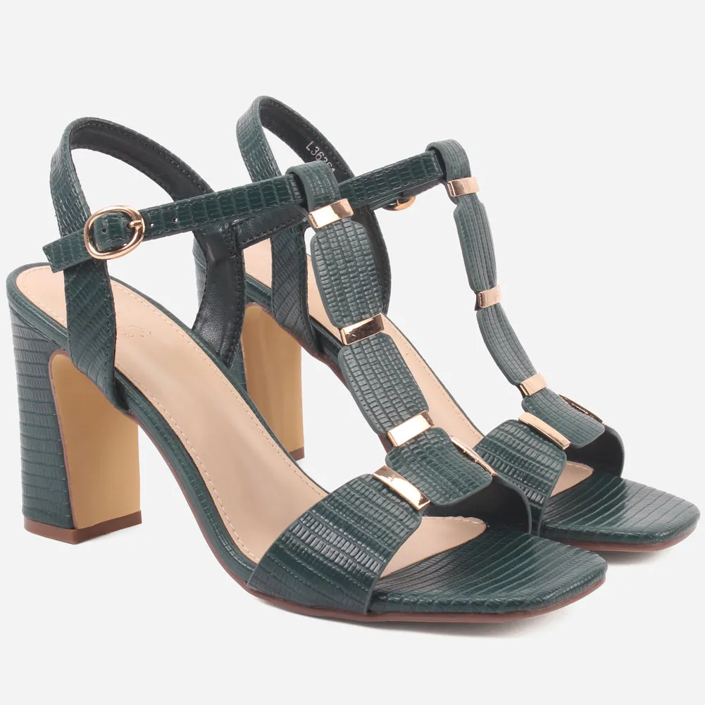 Womens "DIOAR" T-Bar Heeled Party Sandals
