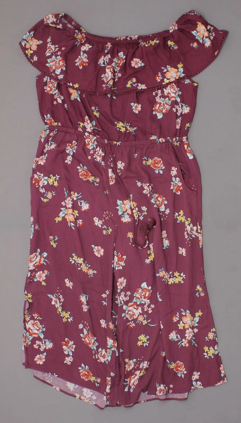 Xhilaration Women's Floral Print Off the Shoulder Flounce Top Crop Jumpsuit
