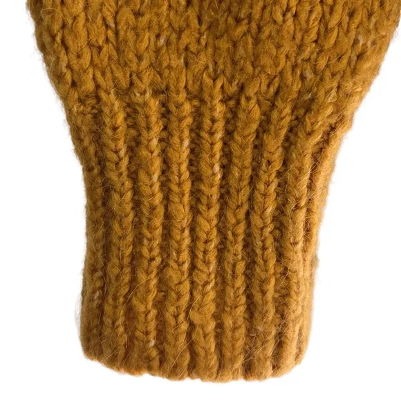 Zara Chunky Knit Sweater Round Neck Marigold Mustard Rolled Hem Mohair Wool