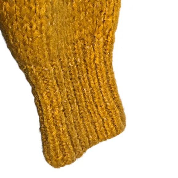 Zara Chunky Knit Sweater Round Neck Marigold Mustard Rolled Hem Mohair Wool